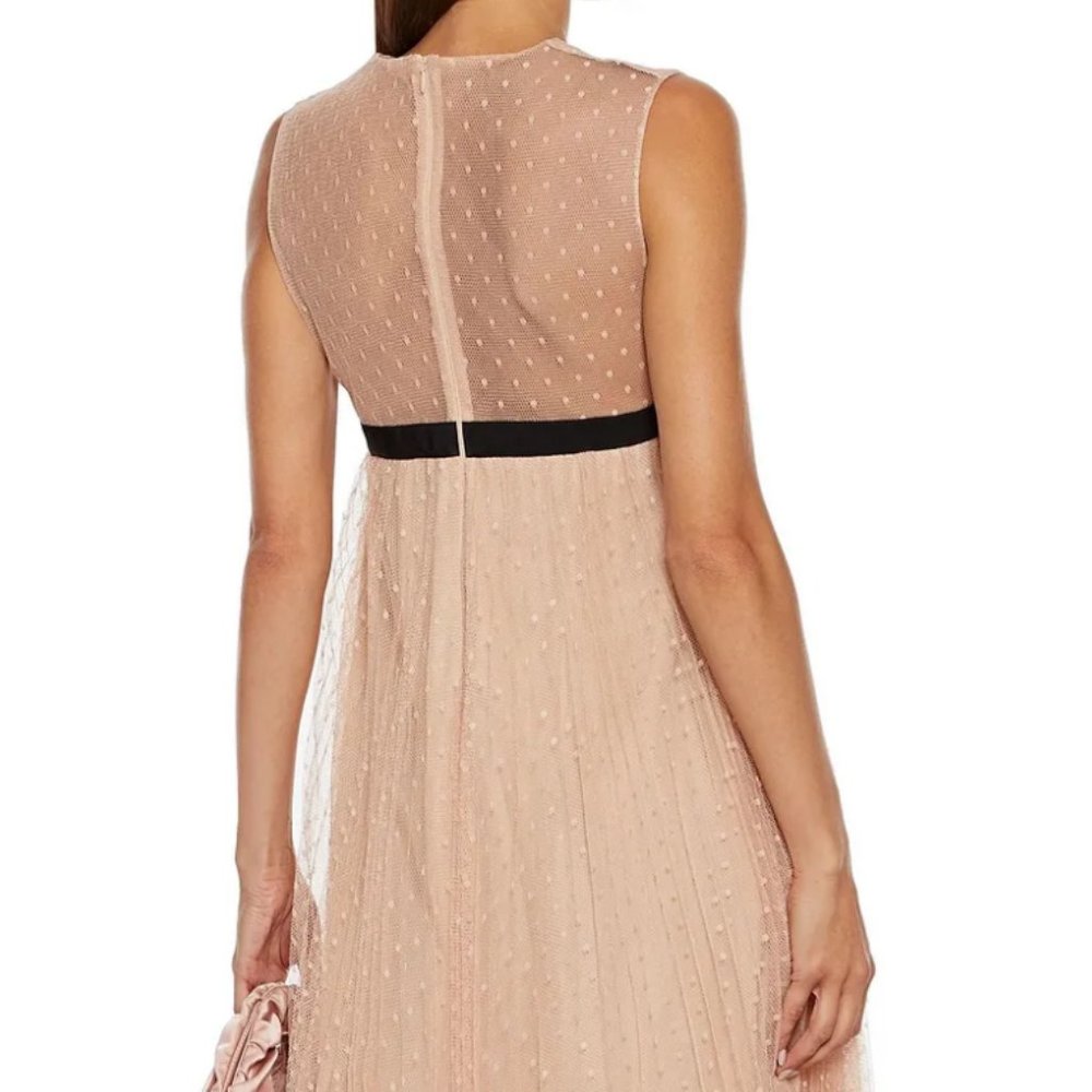 RED Valentino Bow Embellished Pleated Point D'Esprit Blush Colored Dress - Picture 2 of 10